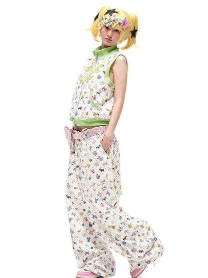 CFIERCE Cotton Floral Print Wide Leg Pants