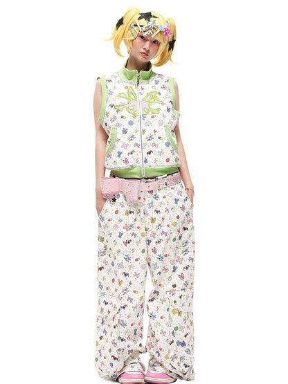 CFIERCE Cotton Floral Print Wide Leg Pants