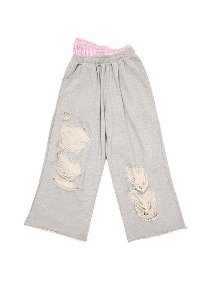 CFIERCE Cotton Low Elasticity Hole Detail Sweatpants