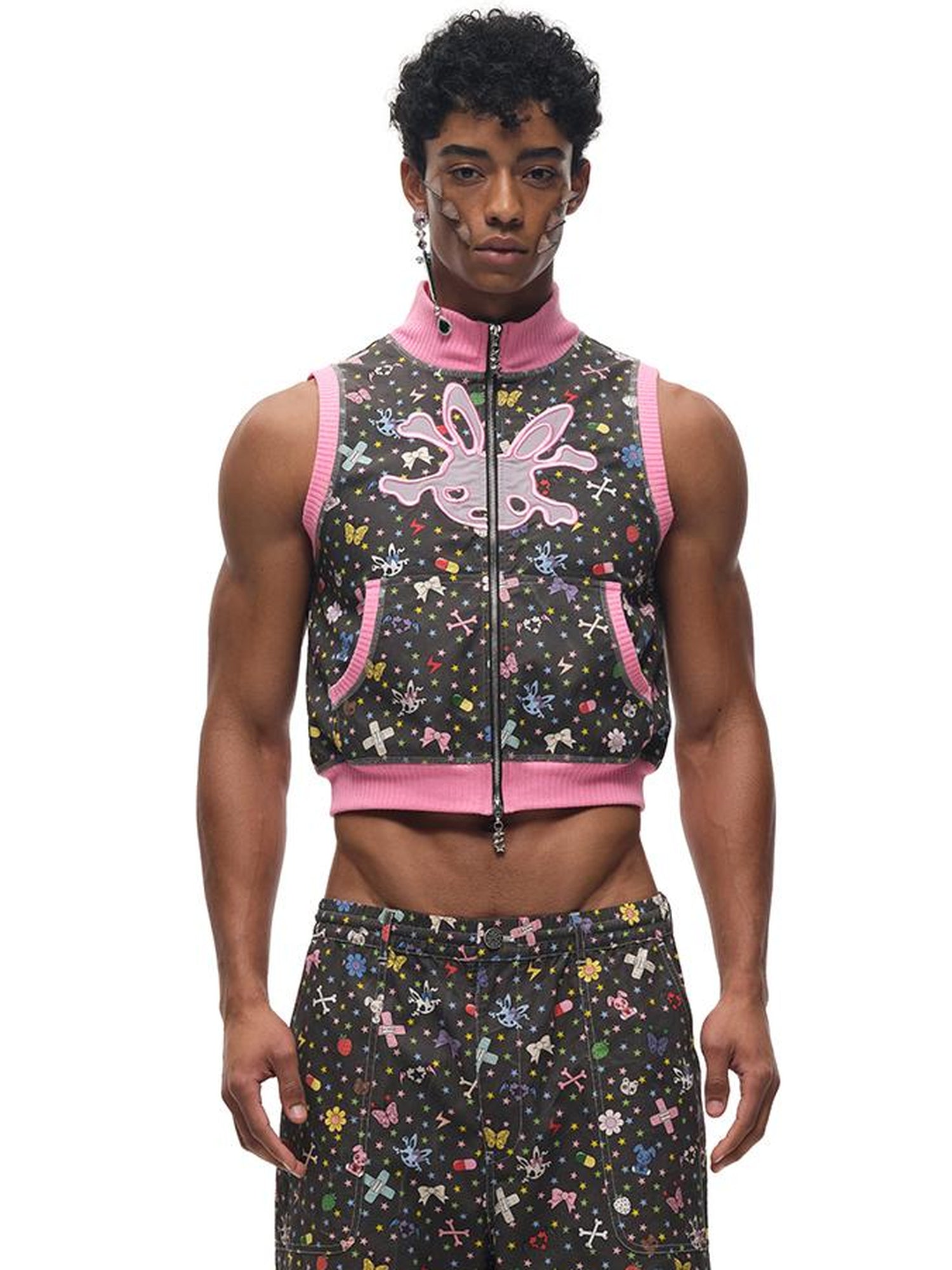 CFIERCE Cotton Print Sleeveless Vest