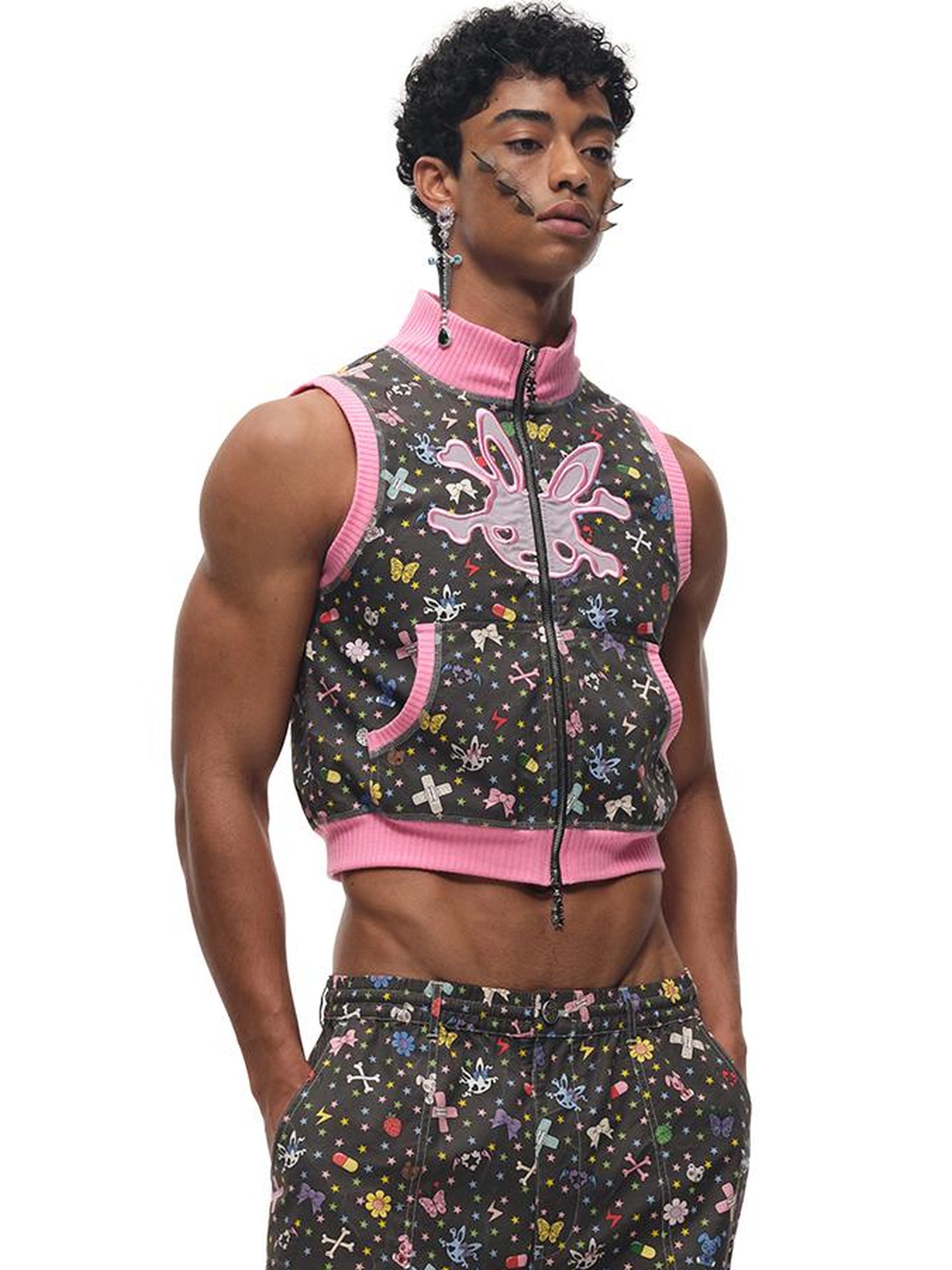 CFIERCE Cotton Print Sleeveless Vest