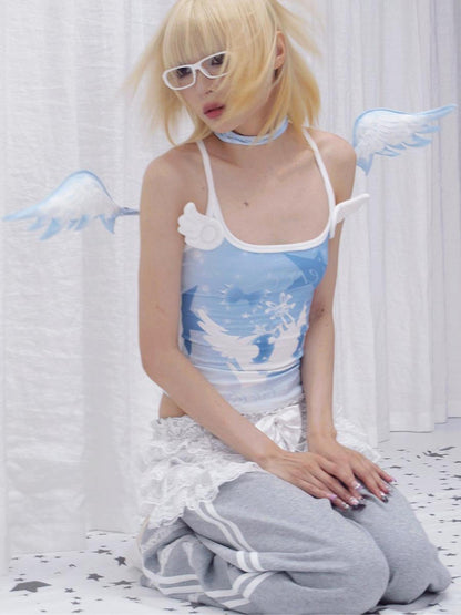CFIERCE Crystal Angel Wing Collar Necklace