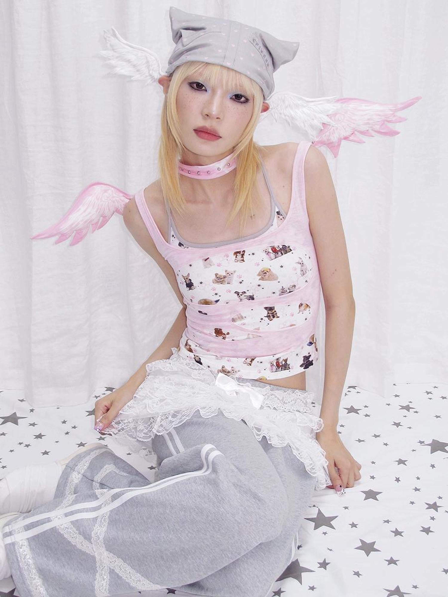 CFIERCE Crystal Angel Wing Collar Necklace