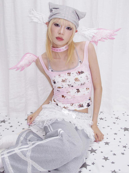 CFIERCE Crystal Angel Wing Collar Necklace