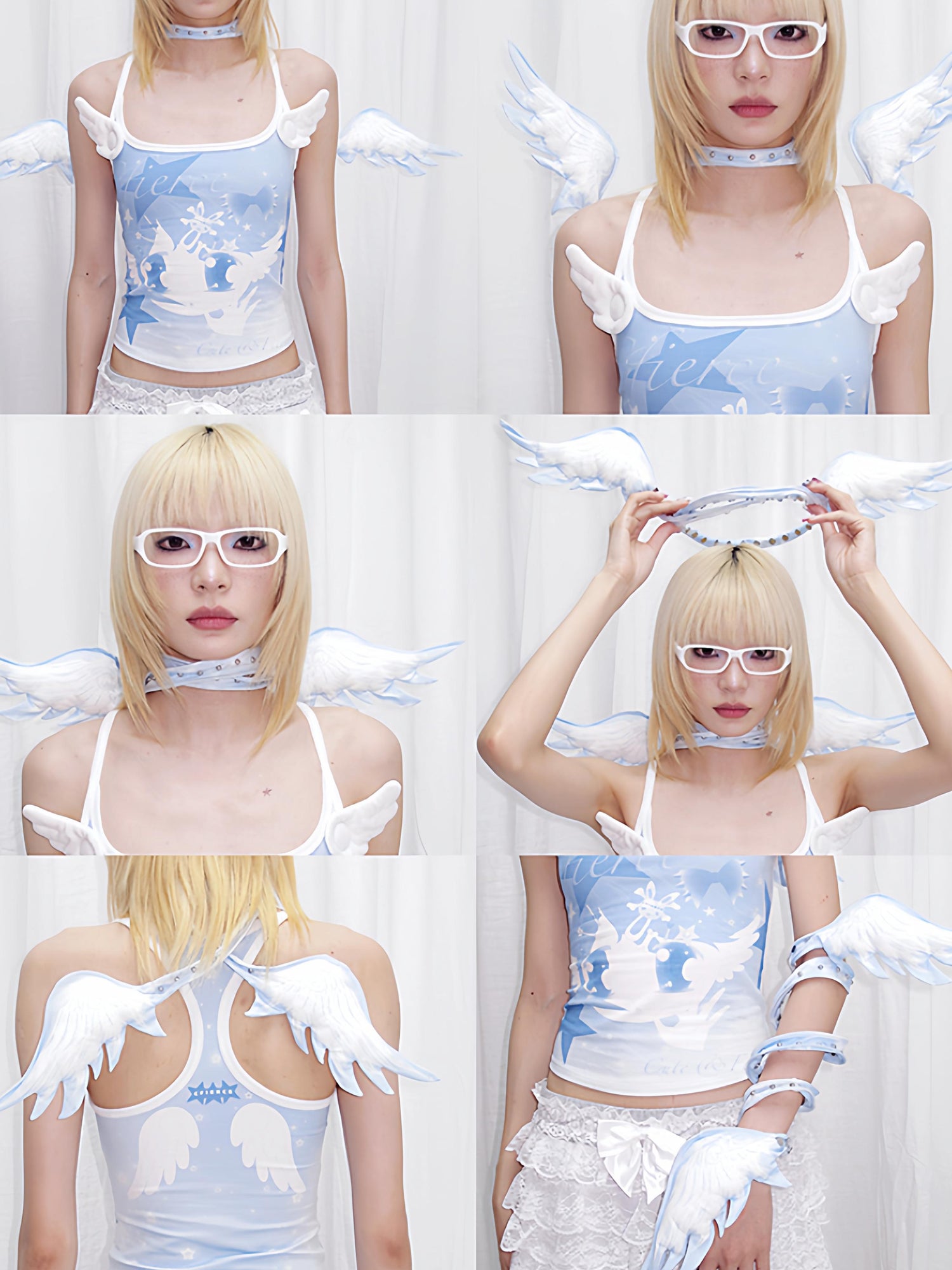 CFIERCE Crystal Angel Wing Collar Necklace