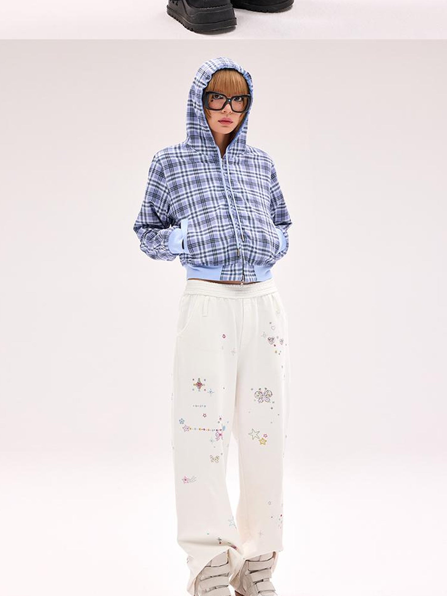 CFIERCE Crystal Embellished Cotton Sweatpants