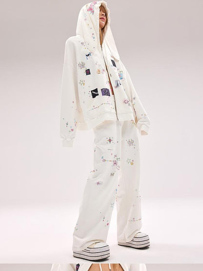 CFIERCE Crystal Embellished Cotton Sweatpants