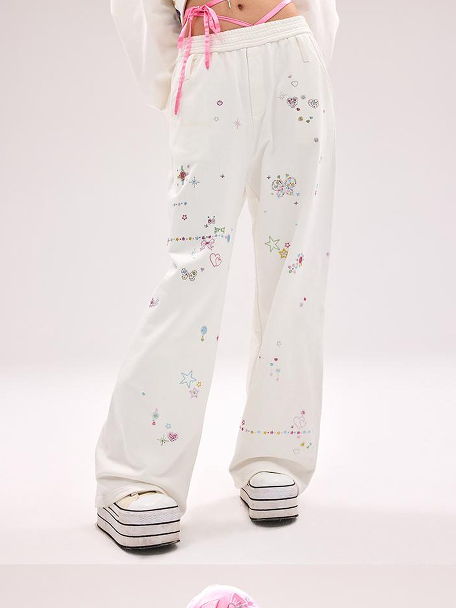 CFIERCE Crystal Embellished Cotton Sweatpants