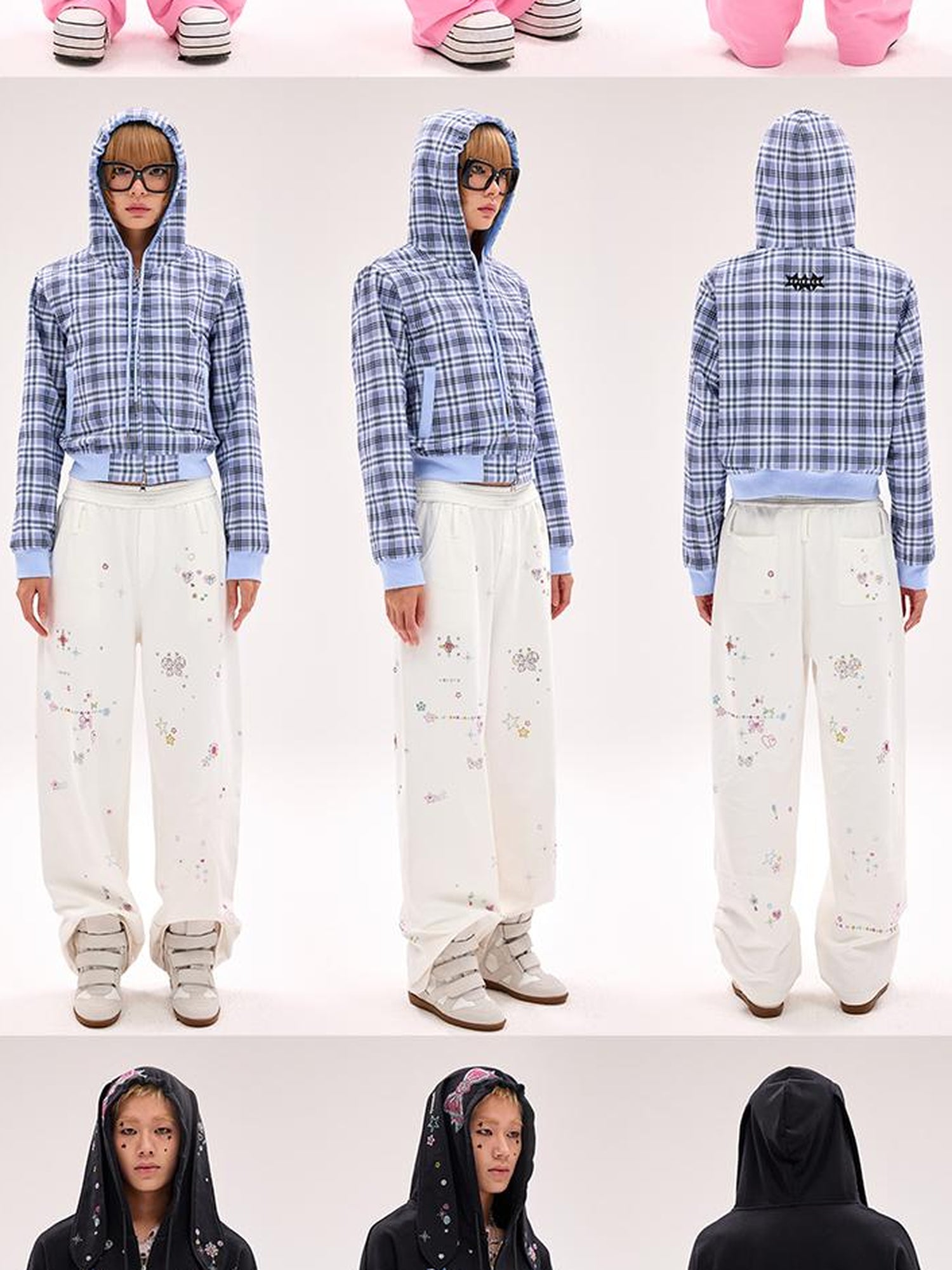 CFIERCE Crystal Embellished Cotton Sweatpants