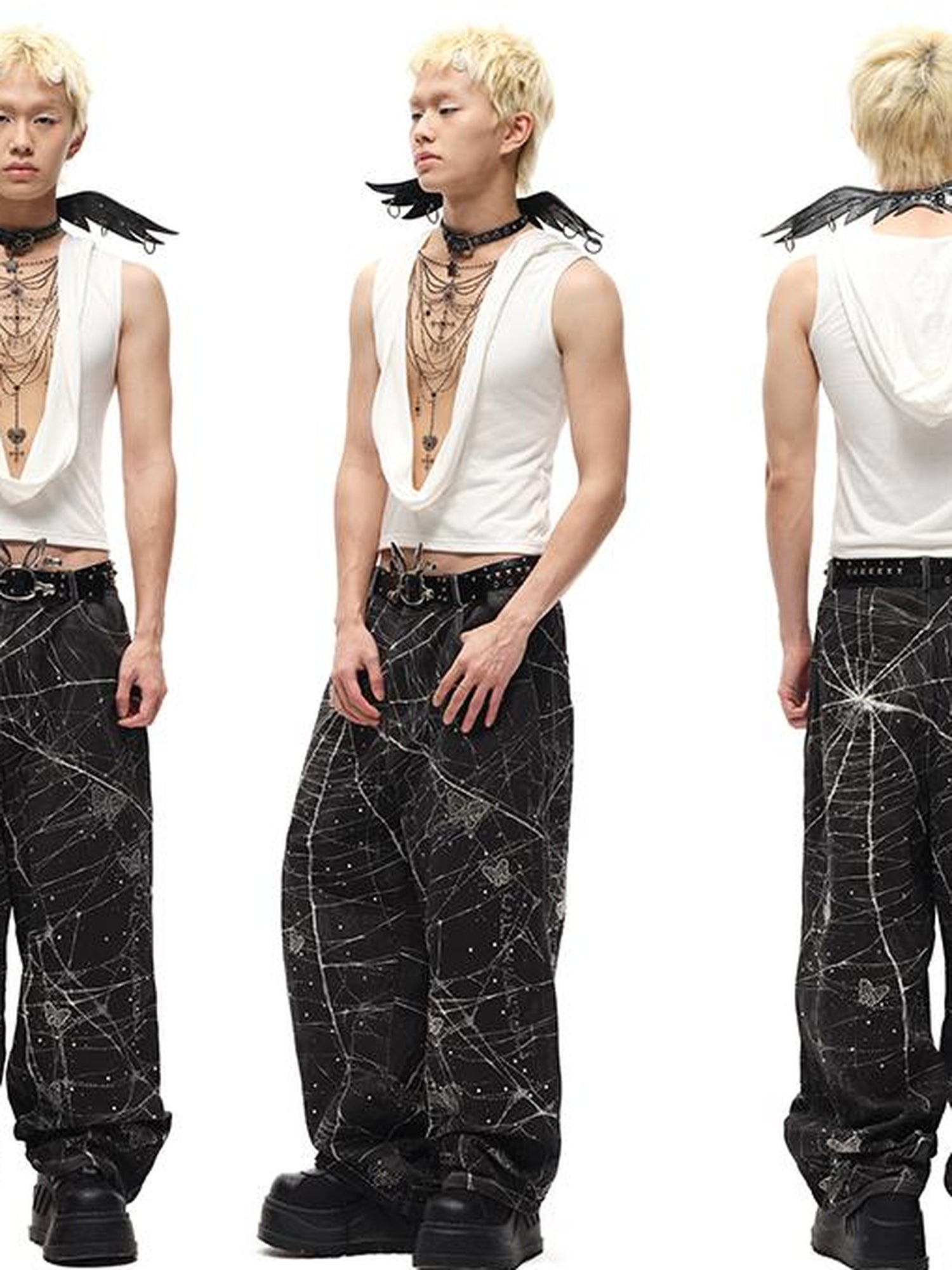 CFIERCE Crystal Embellished Plunge Neck Vest