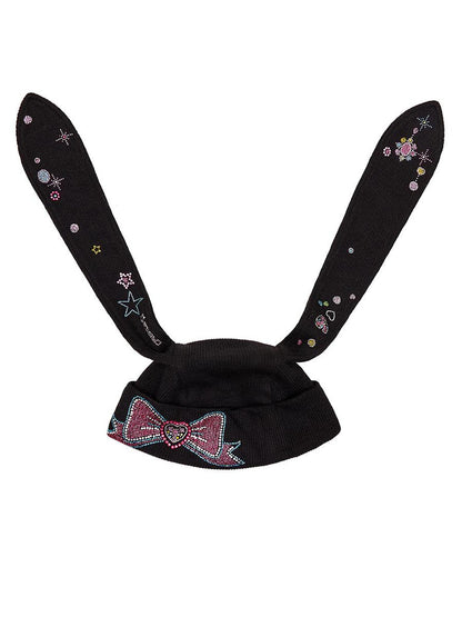 CFIERCE Crystal Studded Rabbit Ear Knit Cap