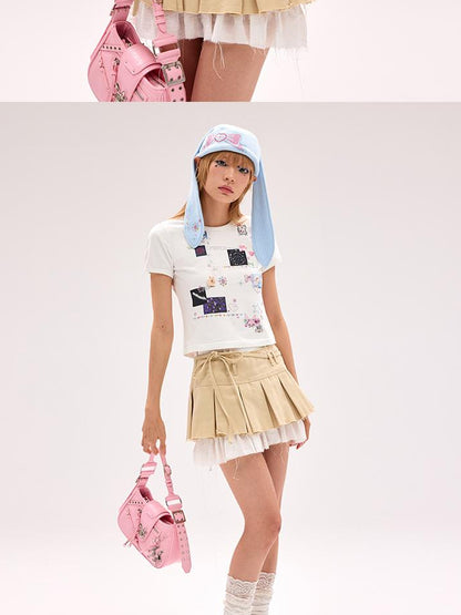 CFIERCE Crystal Studded Rabbit Ear Knit Cap