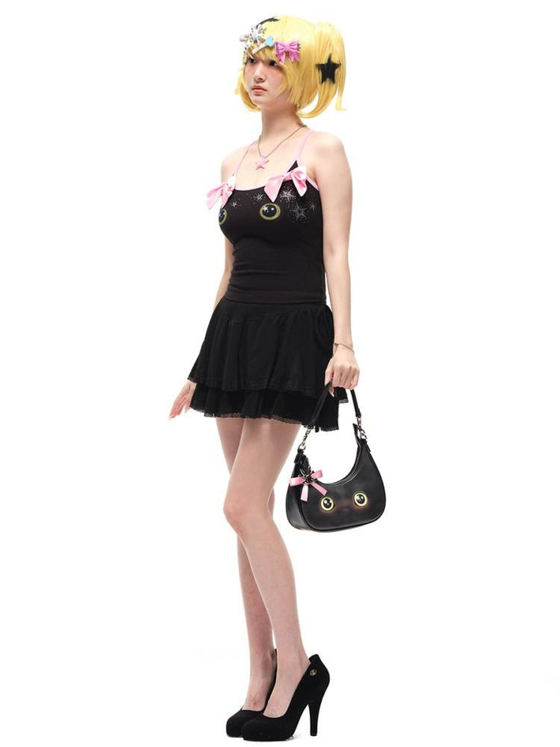 CFIERCE Cute Cat Head Crescent Cartoon Sweet Cool Women&
