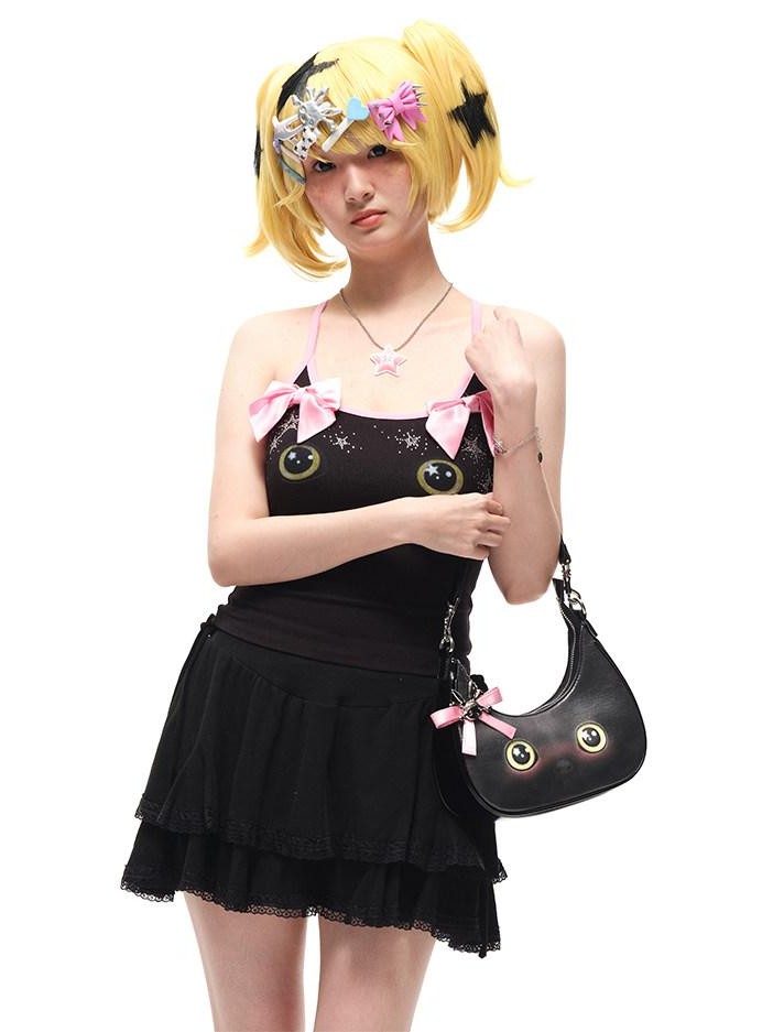CFIERCE Cute Cat Head Crescent Cartoon Sweet Cool Women&