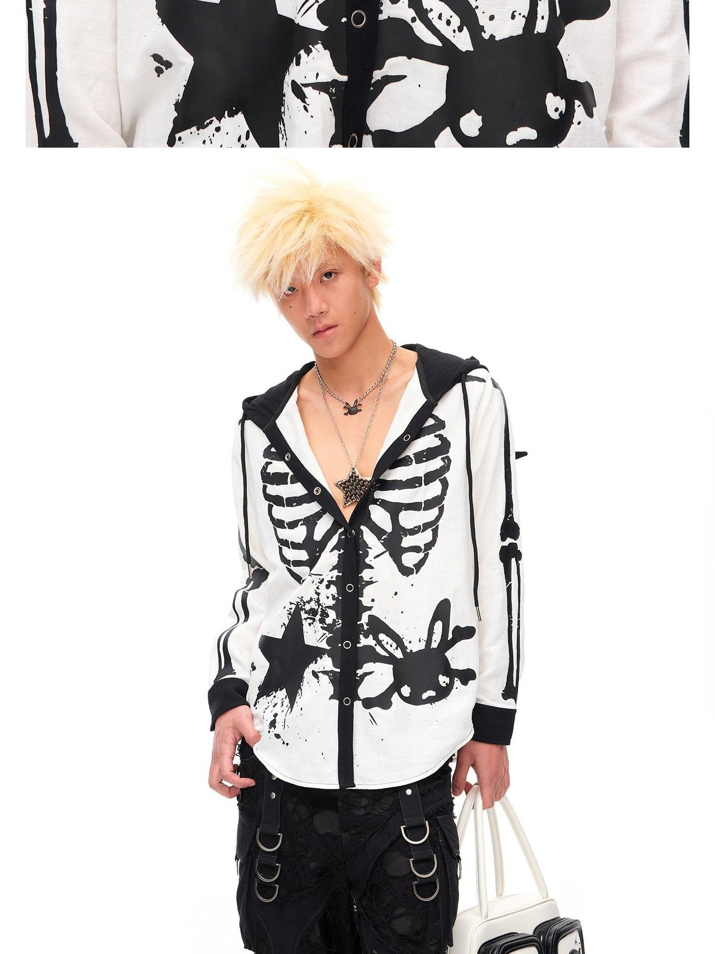 CFIERCE Demon Skull Print Hooded Dark Gothic Women&