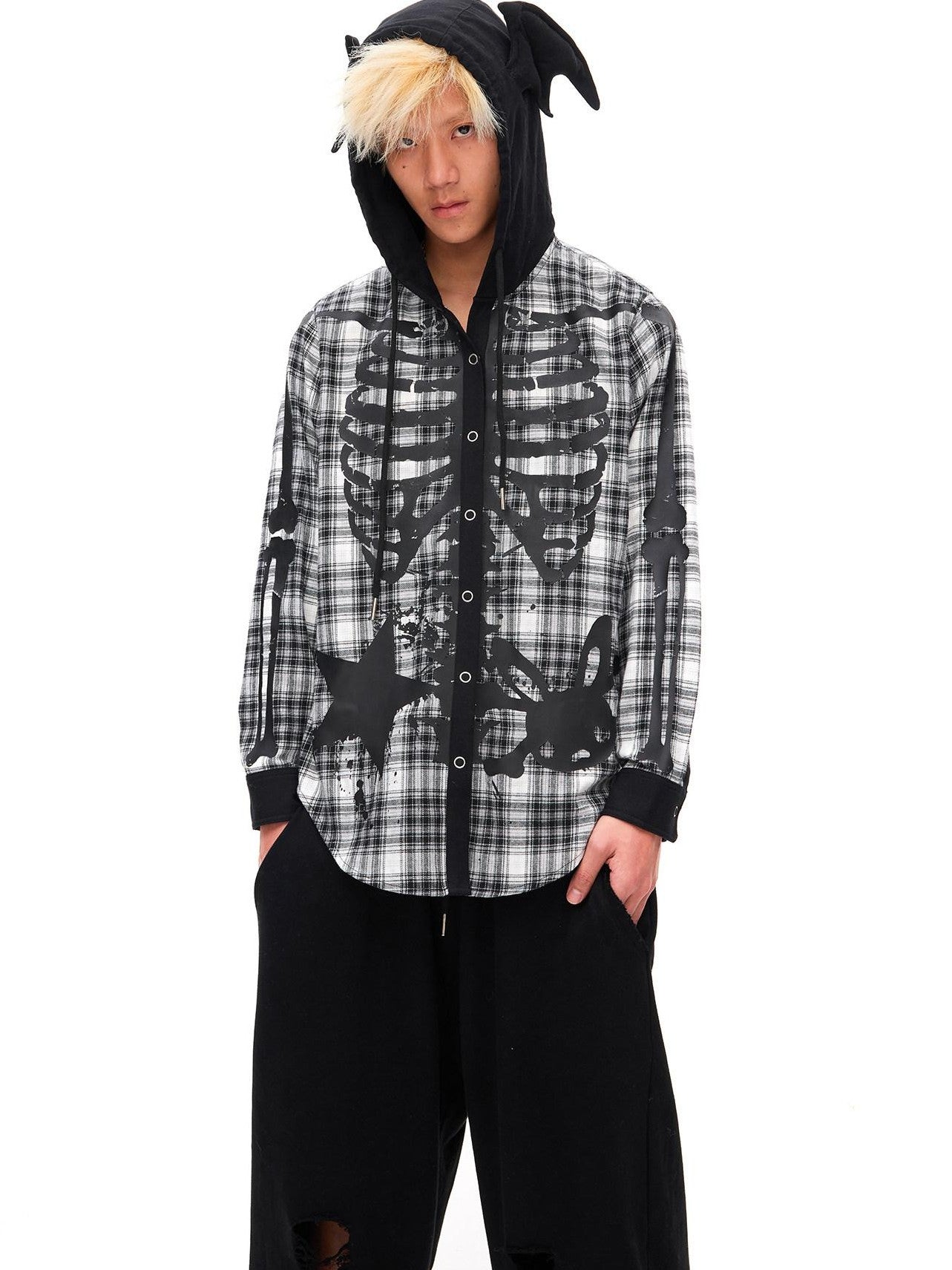 CFIERCE Demon Skull Print Hooded Dark Gothic Women&
