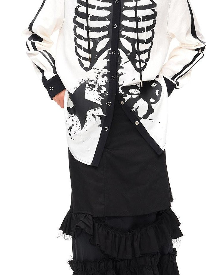 CFIERCE Demon Skull Print Hooded Dark Gothic Women&