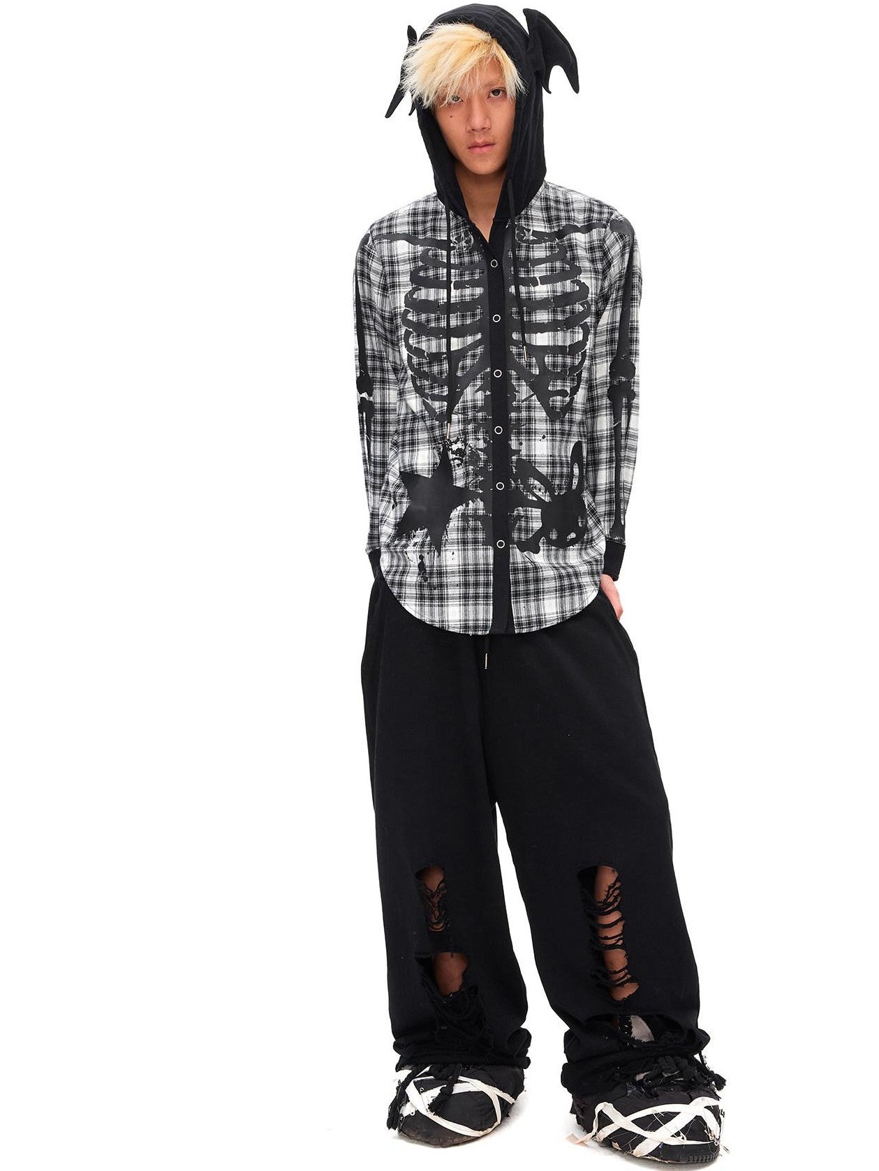 CFIERCE Demon Skull Print Hooded Dark Gothic Women&