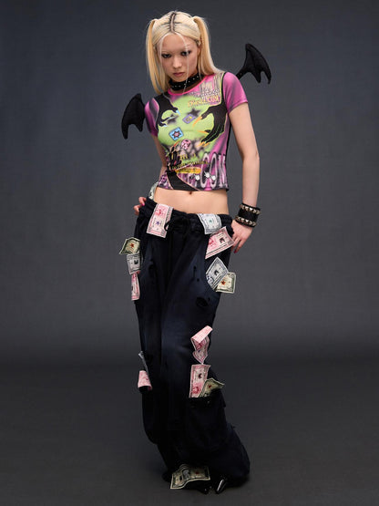 CFIERCE Devil Game Character Print Sexy Slim Women&