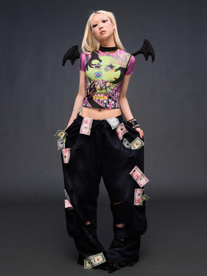 CFIERCE Devil Game Character Print Sexy Slim Women&