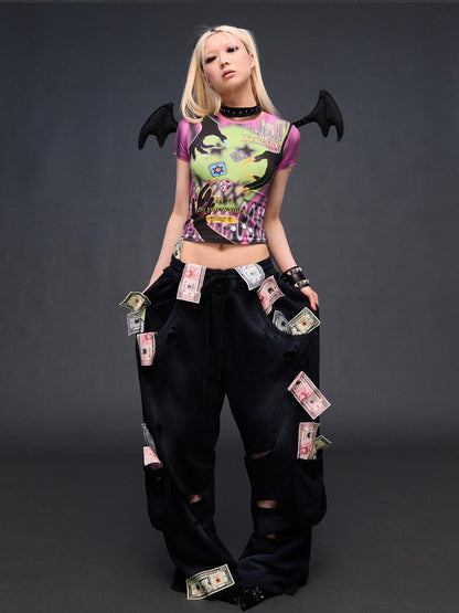 CFIERCE Devil Game Character Print Sexy Slim Women&