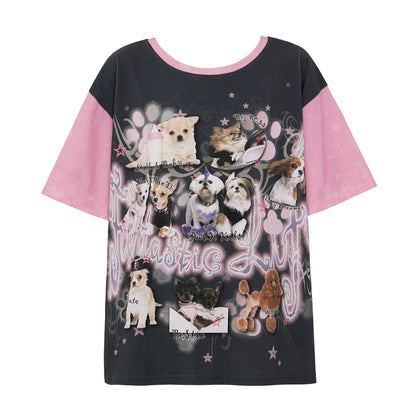 CFIERCE_Dog_Print_Contrast_Color_Loose_Tee_MISSTT