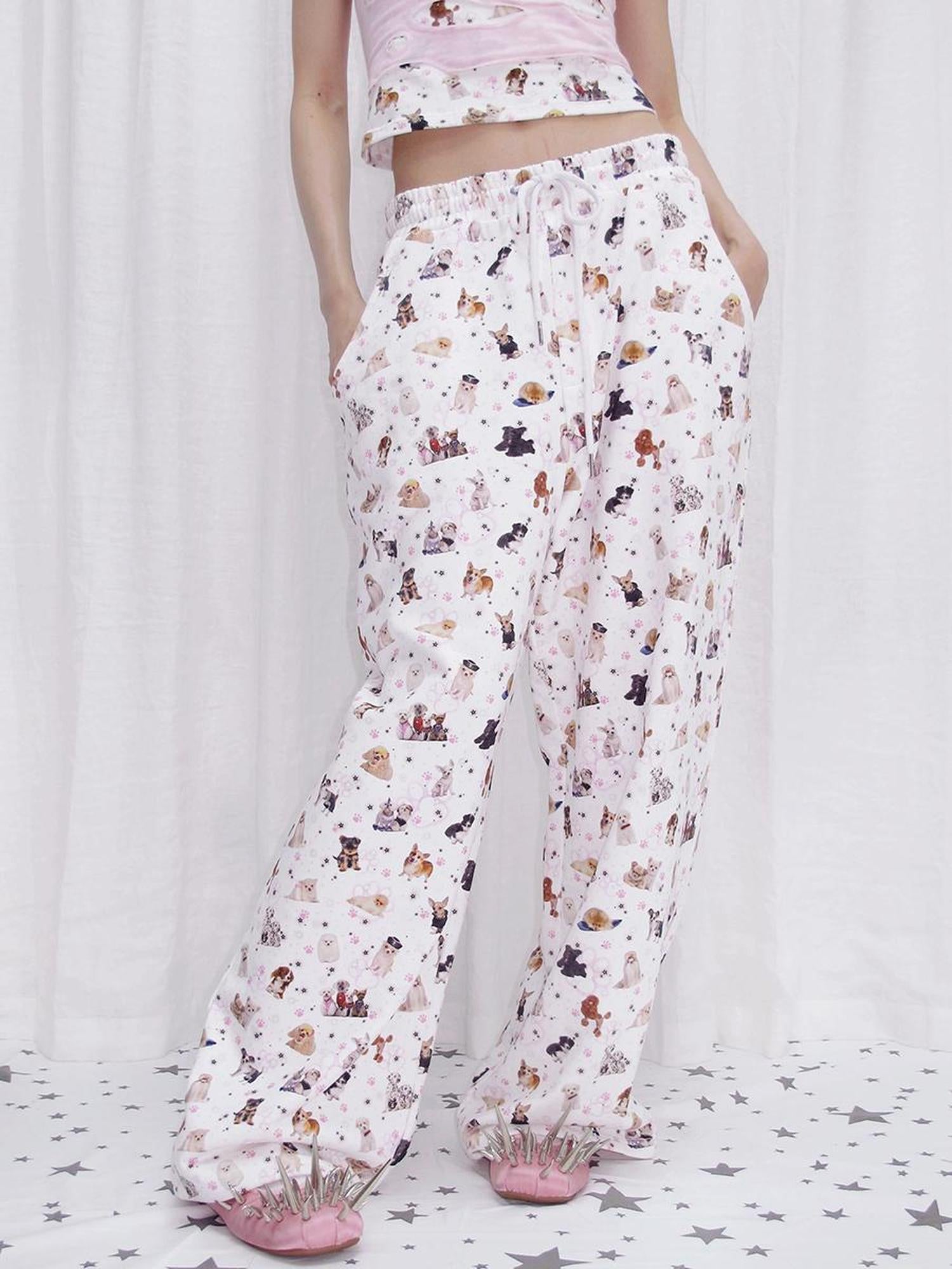 CFIERCE Dog Print Sweatpants With Size Chart And Care Guide