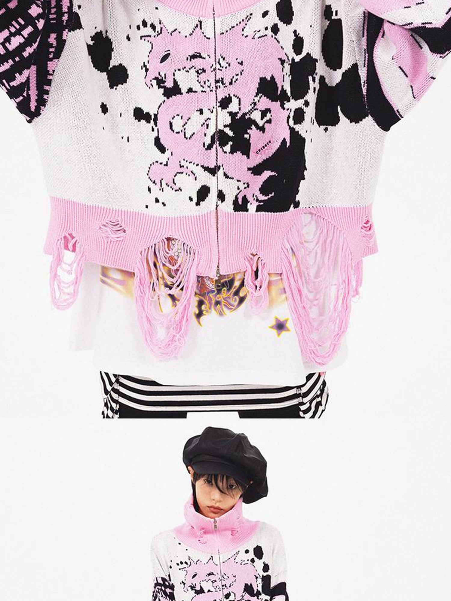 CFIERCE Dragon Knit Cardigan Year Of The Dragon Limited Edition V-Neck T-Shirt Long-Sleeve