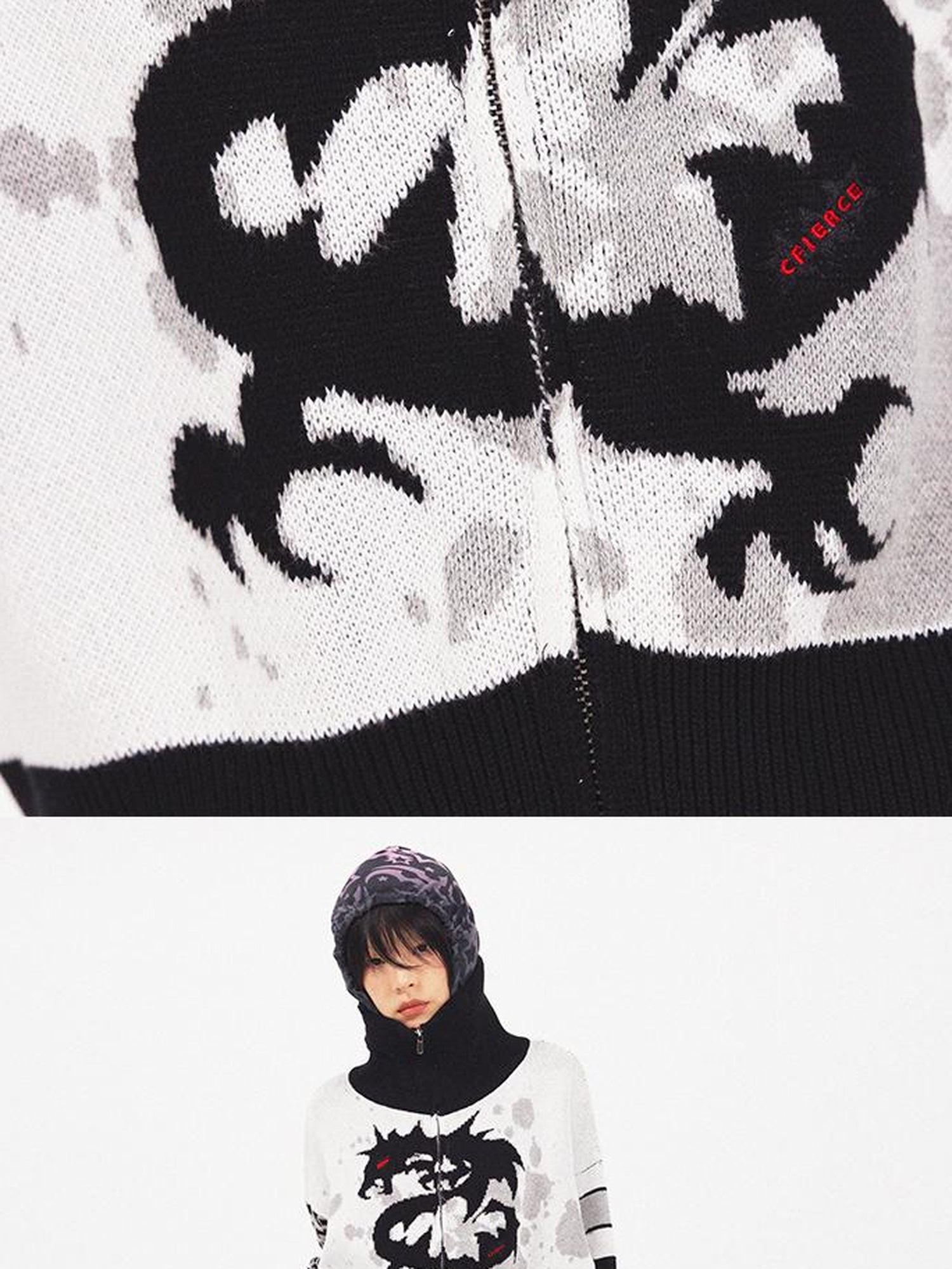 CFIERCE Dragon Knit Cardigan Year Of The Dragon Limited Edition V-Neck T-Shirt Long-Sleeve
