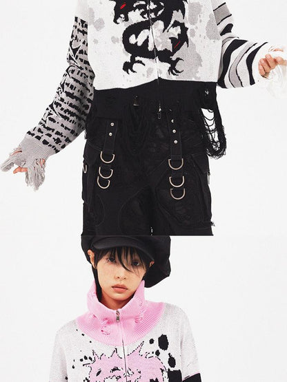 CFIERCE Dragon Knit Cardigan Year Of The Dragon Limited Edition V-Neck T-Shirt Long-Sleeve