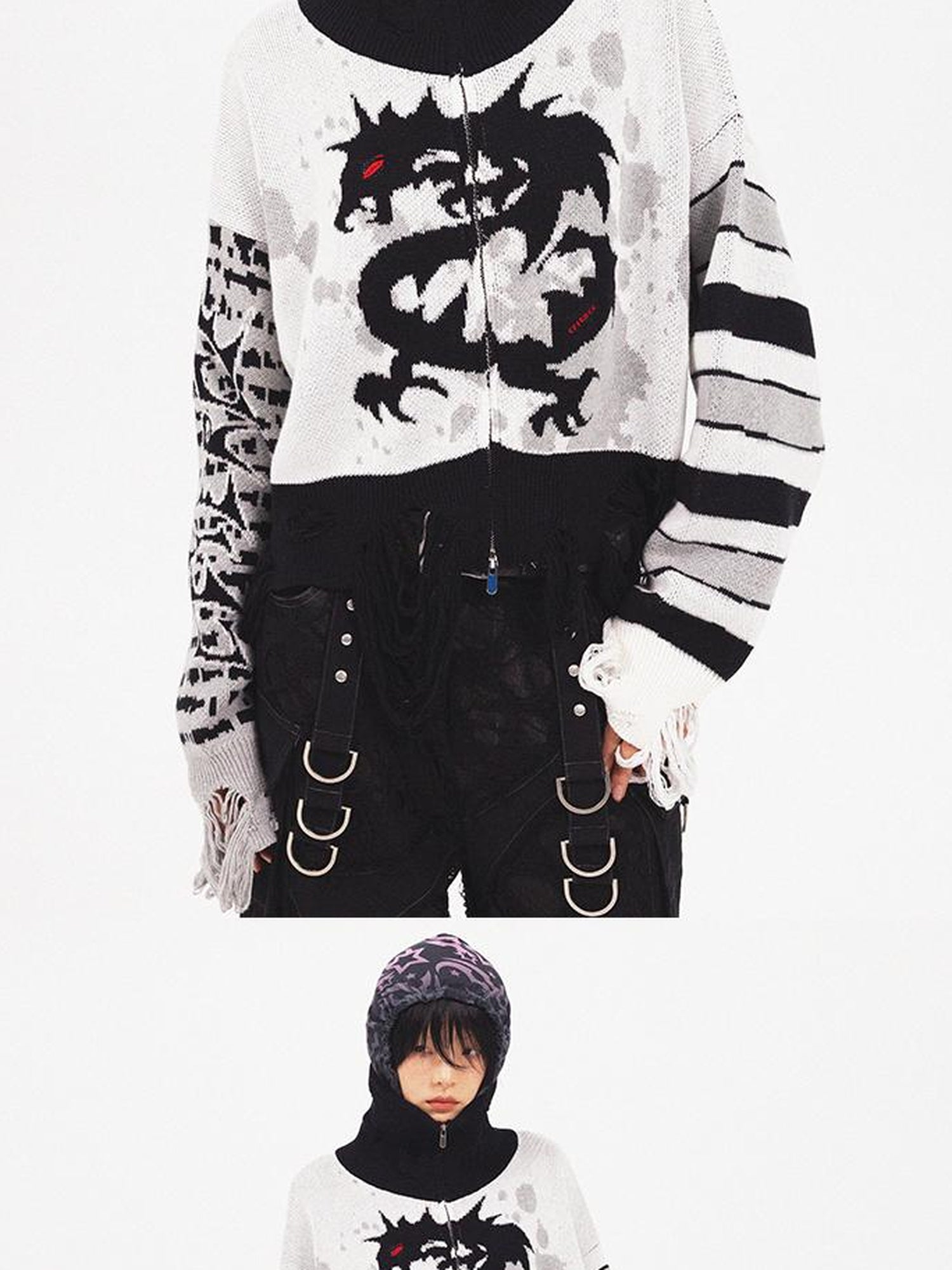 CFIERCE Dragon Knit Cardigan Year Of The Dragon Limited Edition V-Neck T-Shirt Long-Sleeve
