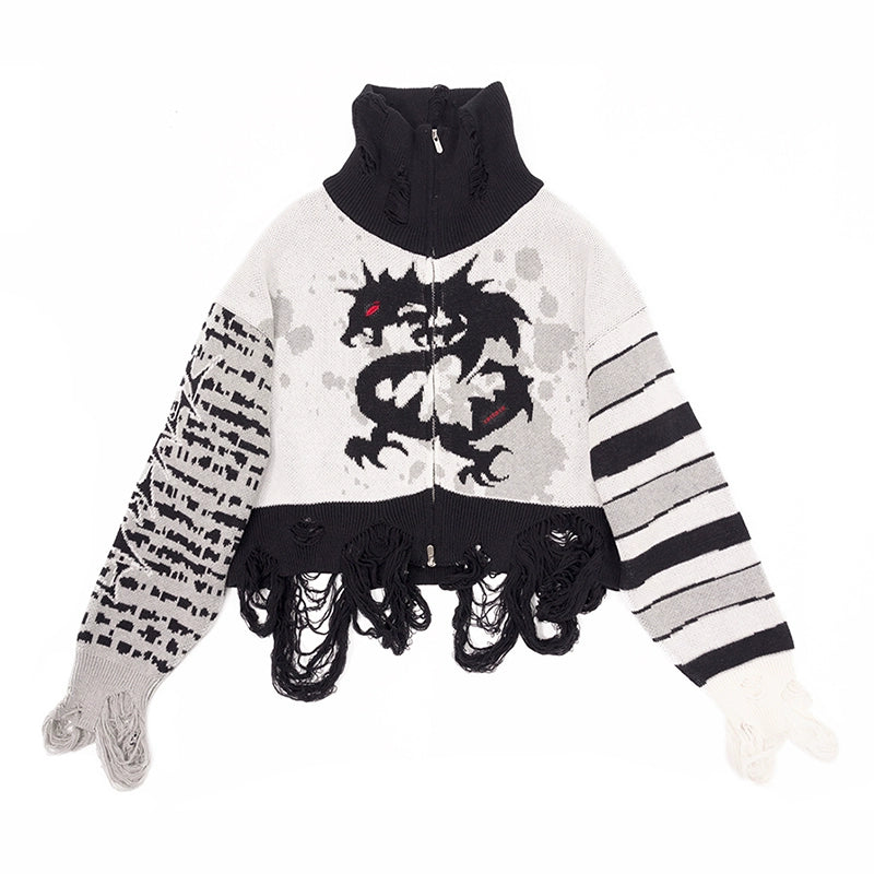 CFIERCE_Dragon_Knit_Cardigan_Year_Of_The_Dragon_Limited_Edition_V-Neck_T-Shirt_Long-Sleeve_MISSTT