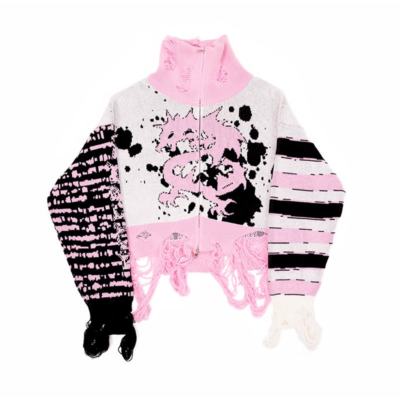 CFIERCE_Dragon_Knit_Cardigan_Year_Of_The_Dragon_Limited_Edition_V-Neck_T-Shirt_Long-Sleeve_MISSTT
