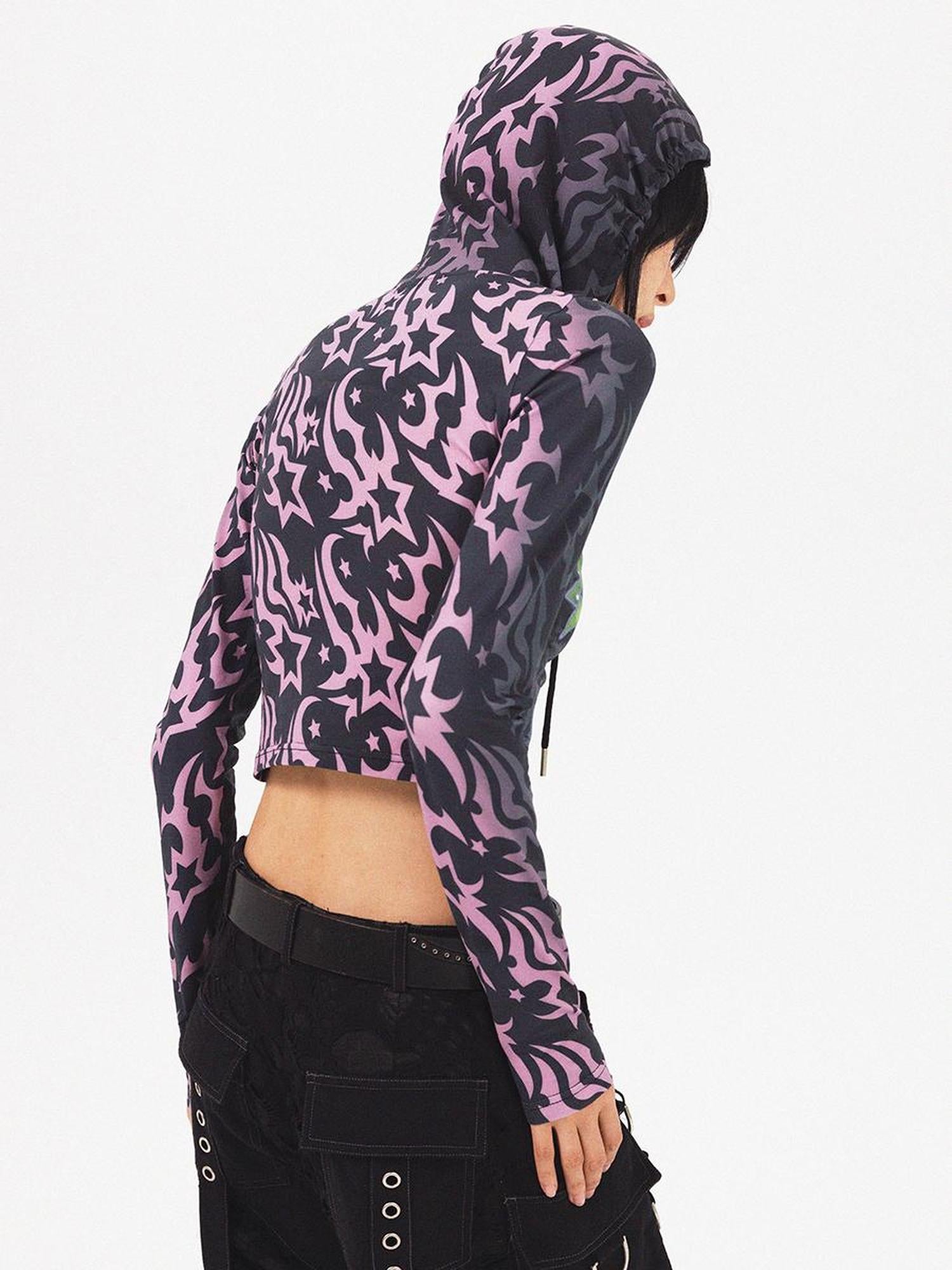 CFIERCE Dragon Print Cropped Sweatshirt