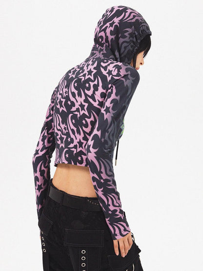 CFIERCE Dragon Print Cropped Sweatshirt