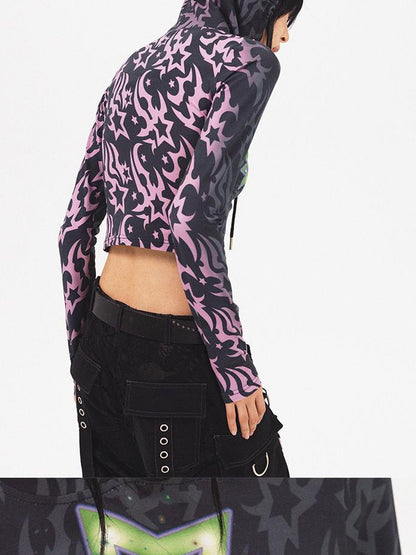 CFIERCE Dragon Print Cropped Sweatshirt