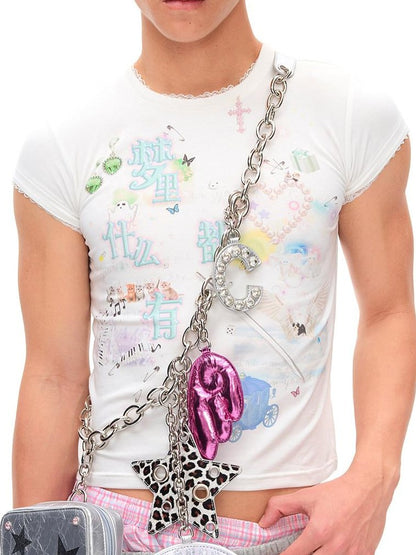 CFIERCE Dream Text Print Lace Trim Women&