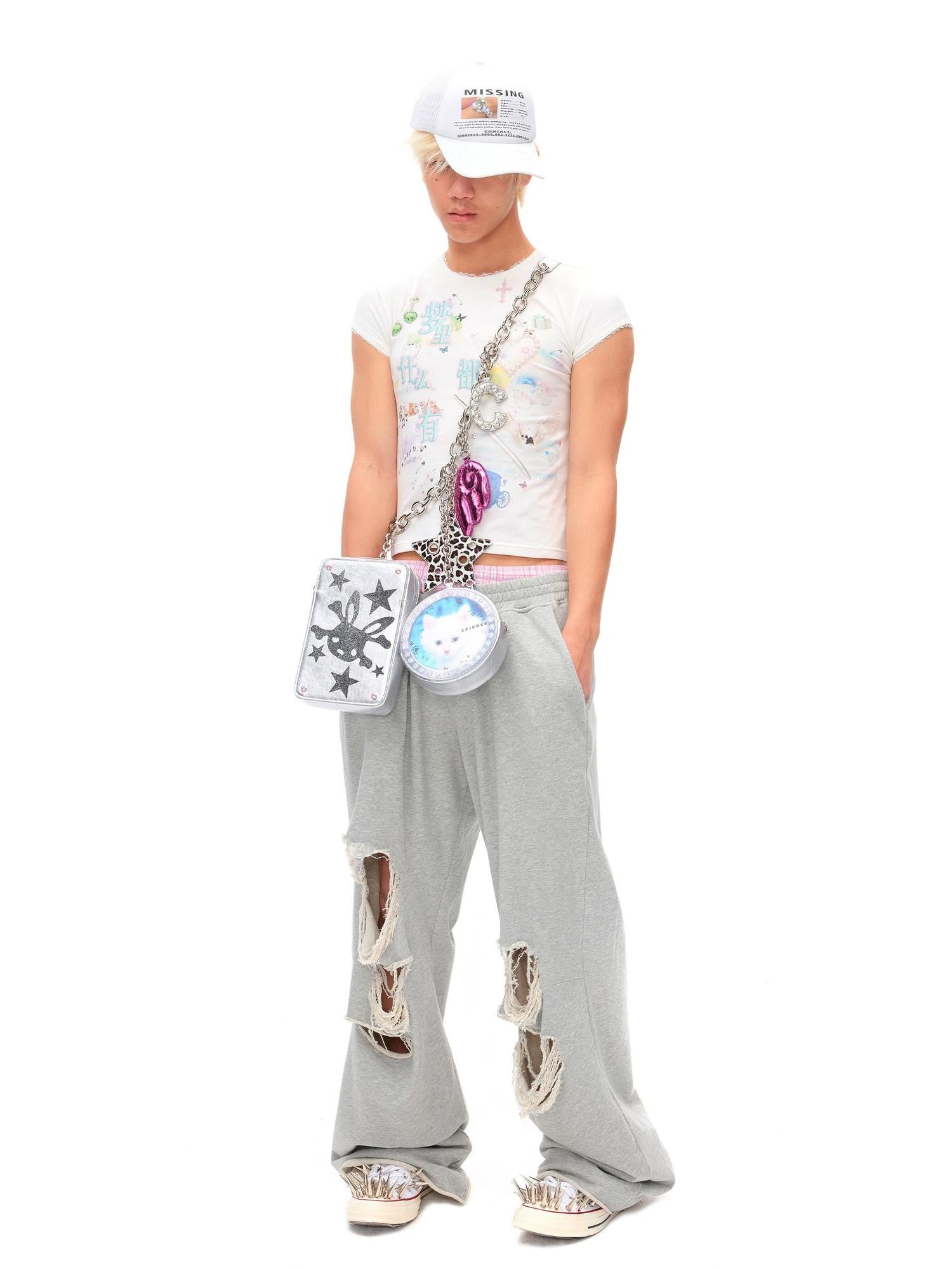 CFIERCE Dream Text Print Lace Trim Women&