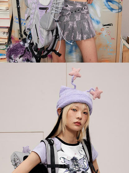 CFIERCE Elf Antenna Star Knit Beanie