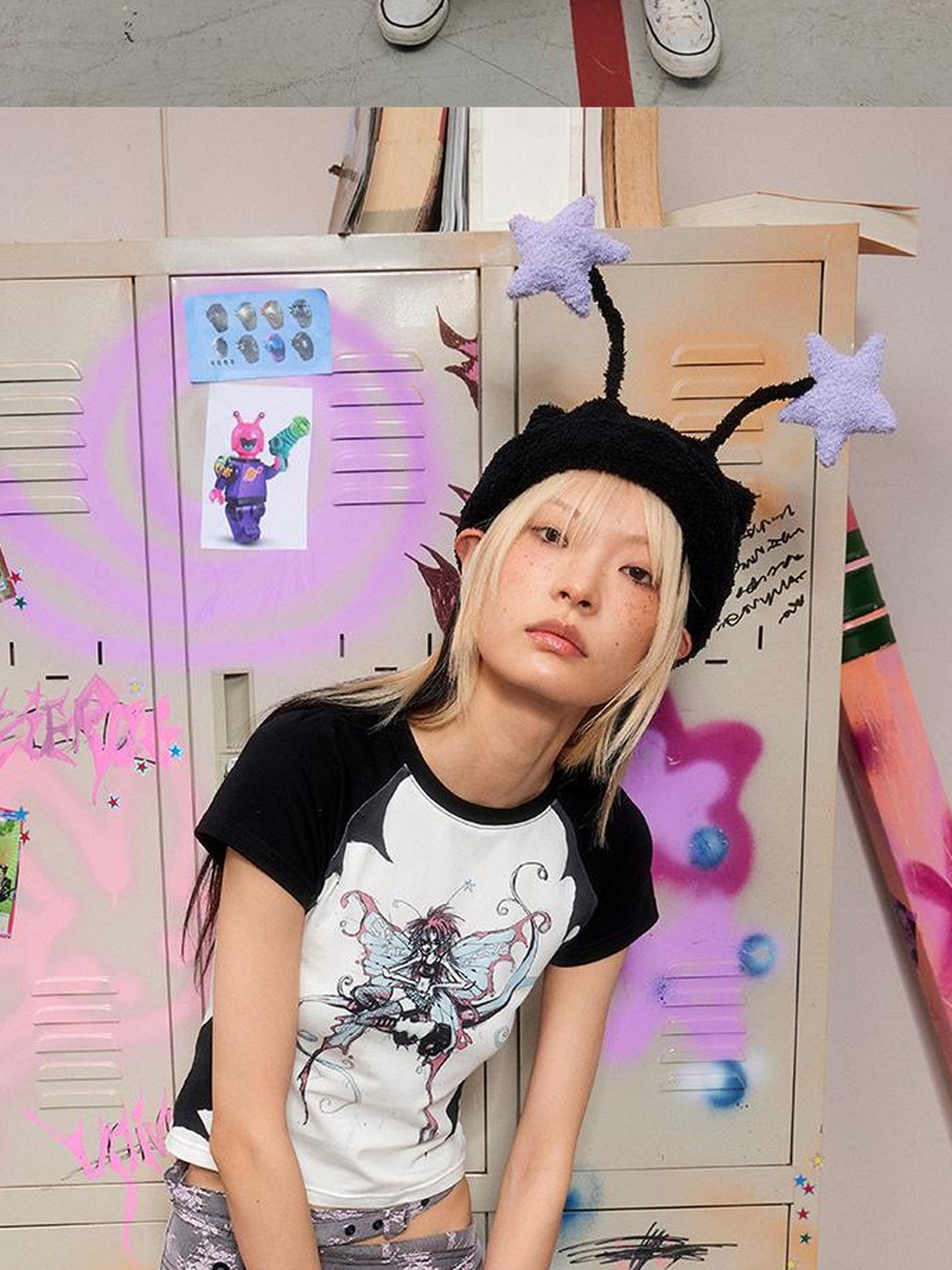 CFIERCE Elf Antenna Star Knit Beanie