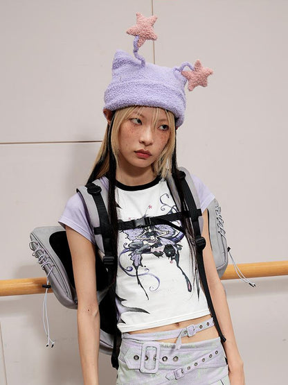 CFIERCE Elf Antenna Star Knit Beanie