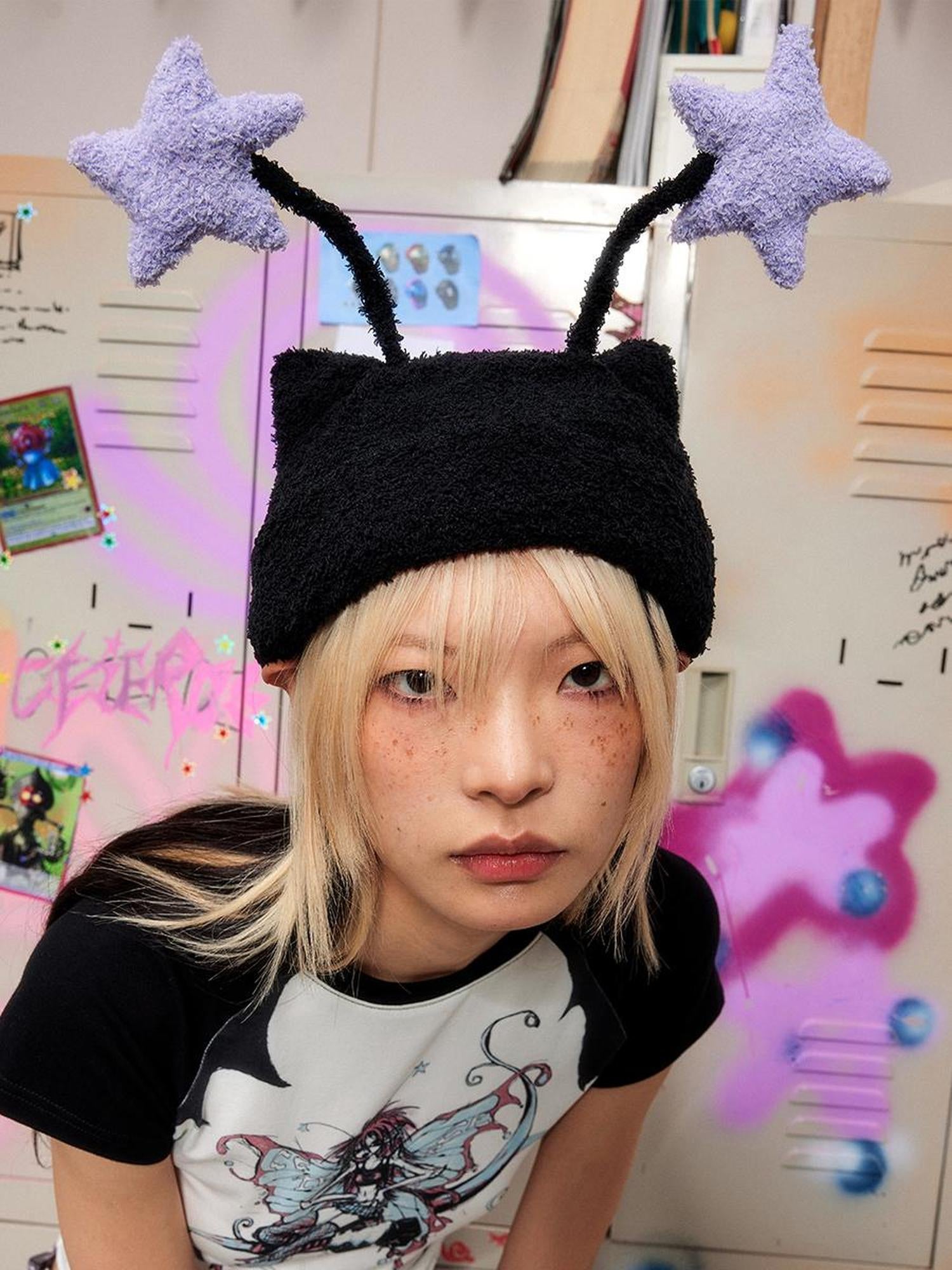 CFIERCE Elf Antenna Star Knit Beanie