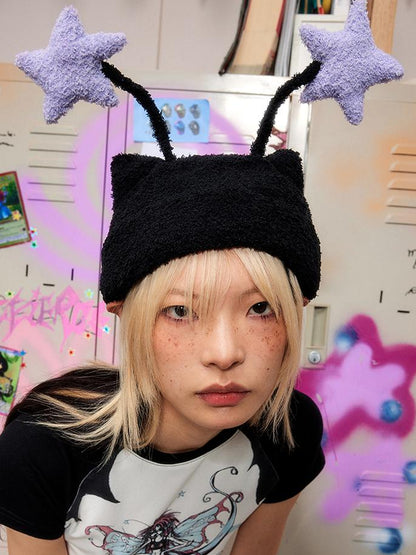 CFIERCE Elf Antenna Star Knit Beanie