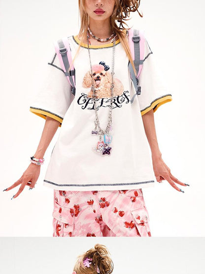 CFIERCE Fierce Poodle Print Loose Fit Tee