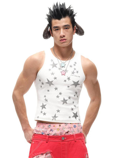 CFIERCE Fierce Star Rhinestone Ribbed Vest