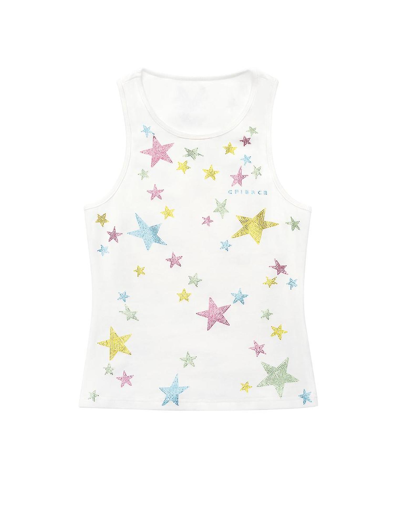 CFIERCE Fierce Star Rhinestone Ribbed Vest