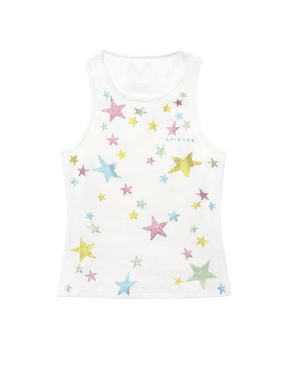 CFIERCE Fierce Star Rhinestone Ribbed Vest