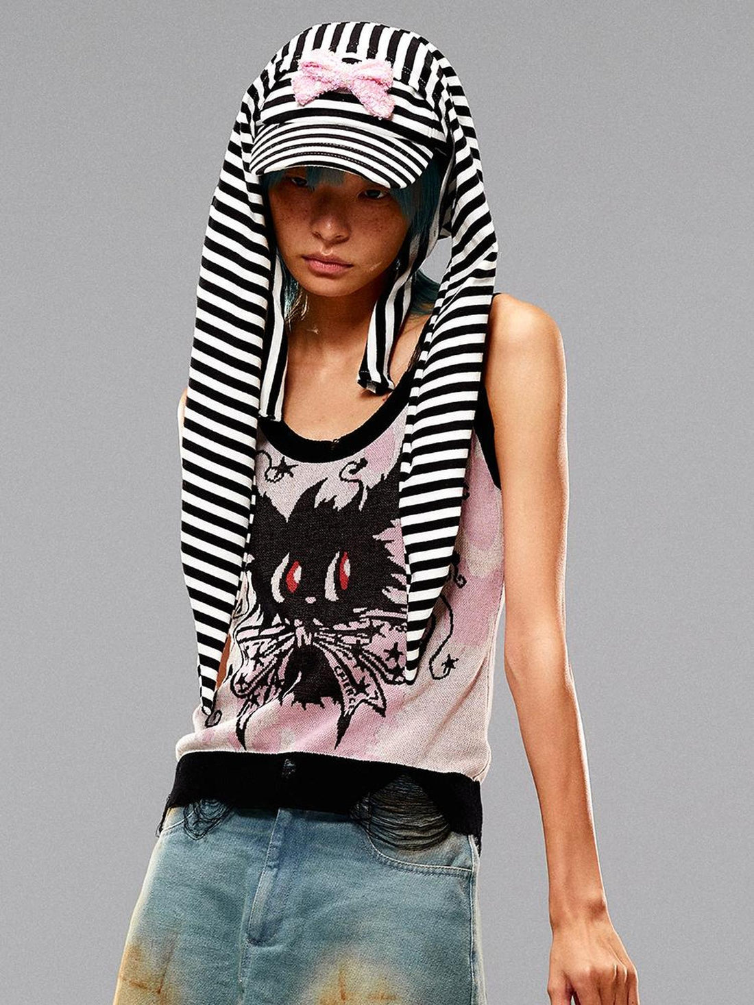 CFIERCE Fierce Striped Rabbit Ear Baseball Cap