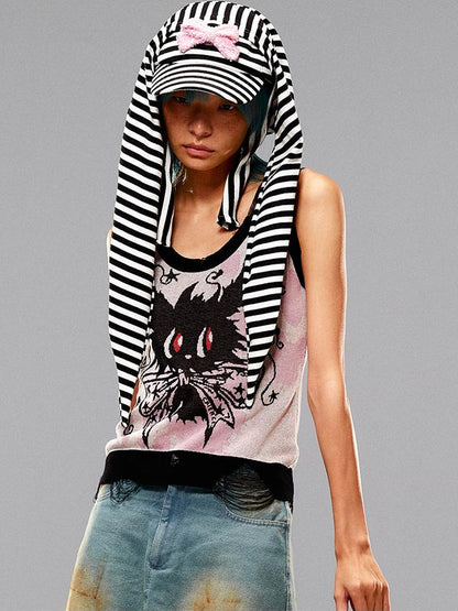 CFIERCE Fierce Striped Rabbit Ear Baseball Cap