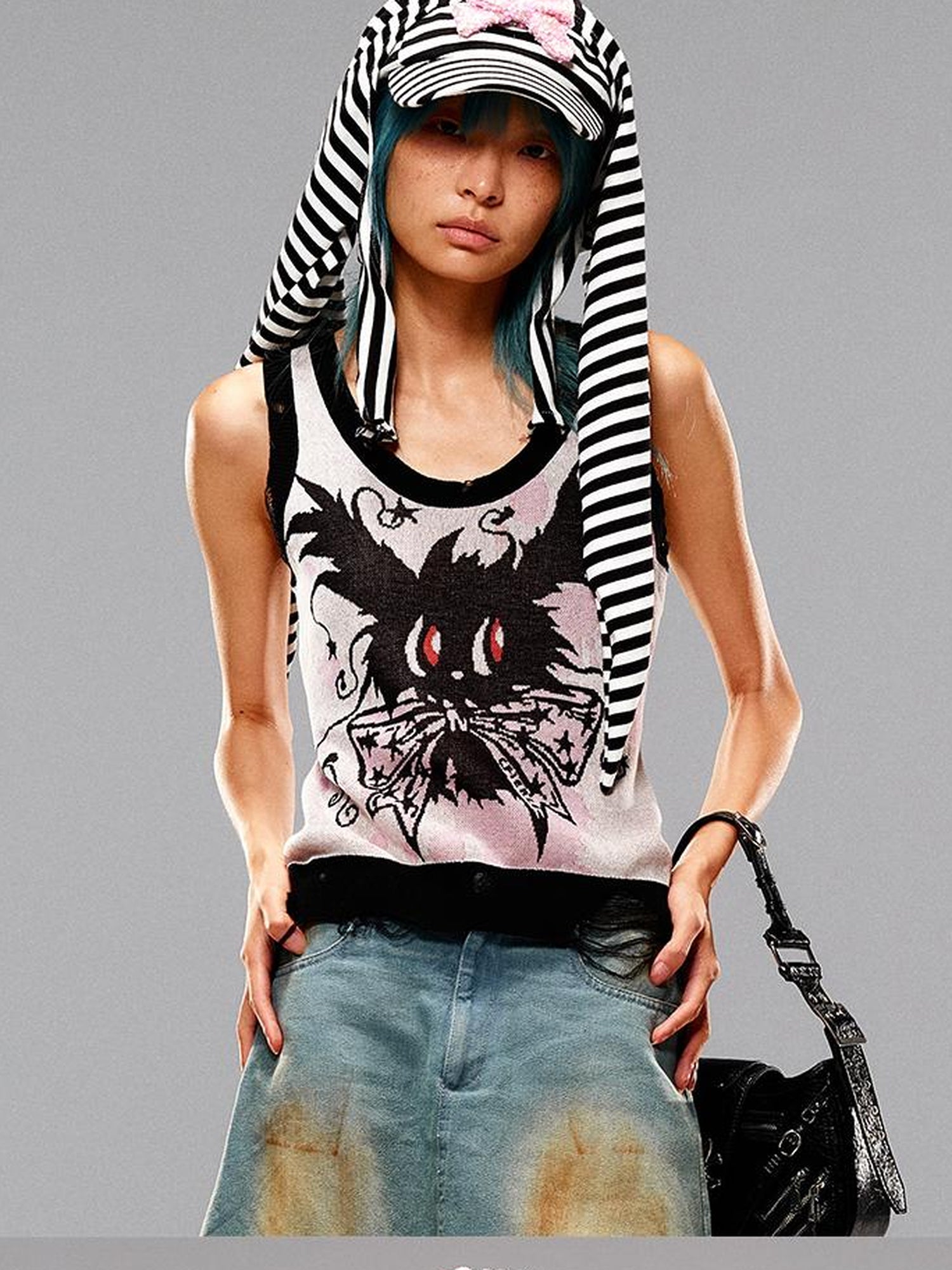 CFIERCE Fierce Striped Rabbit Ear Baseball Cap